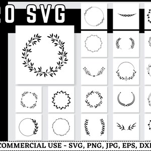 Wreath Svg Bundle, Circle Svg Bundle, Floral Wreath Svg, Heart Laurel Wreath Svg, Wedding Wreath Svg, Wreath Monogram Svg Circle Frame