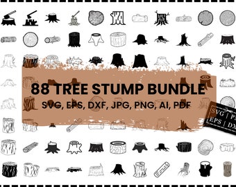 Tree Stump SVG, Tree Stump Silhouette, Tree Stump Bundle SVG, Tree Stump Clipart, Wood Log Svg, Cut File, SVG Cut Files, Tree Stump Deca