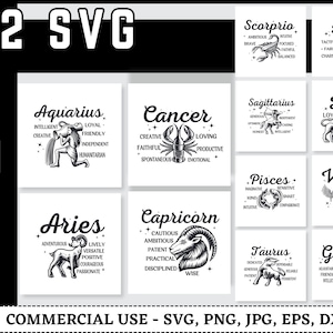 Zodiac Svg Bundle, Star Zodiac Constellation Svg, Zodiac Celestial Svg, Astrology, Horoscope Svg Png Eps Dxf Silhouette Cut File, Svg Files