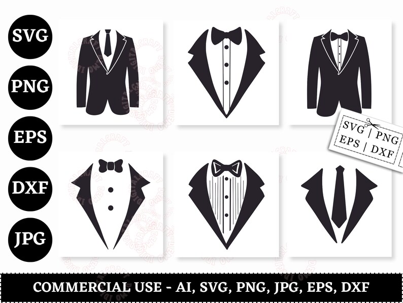 Tuxedo SVG Bundle, Tuxedo SVG, Tuxedo Clipart, Suit Svg, Gentleman Svg