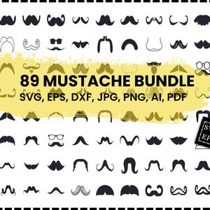 Moustache Svg Bundle, Moustache Clipart, Moustache Silhouette, Barber Shop, Instant Download, Svg, Png, Ai, Eps, Dxf Files