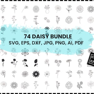 Daisy Svg, Daisy Svg Bundle, Daisy Flower Svg, Daisy Silhouette, Daisy Clipart, Cut Files for Cricut, Daisy Png, Digital Download