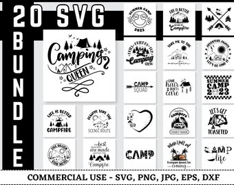 Camping SVG-paket, Campinghoodie SVG, Campingliv SVG, Happy Camper SVG, Campingskjorta SVG, Vandring SVG, Klippfiler för Cricut, Silhouette