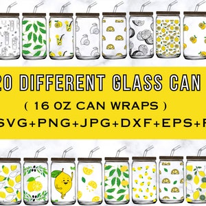 Lemon SVG Libbey Glass Wrap Svg, Summer Fruit, Lemonade tropical 16oz Libby Can Beer Full Wrap svg files for Cricut, Instant  Download