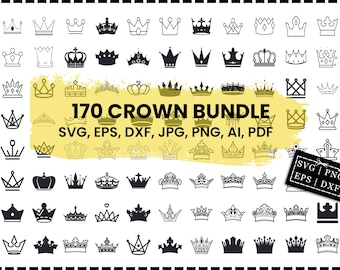 Crown Svg Bundle, Princess Svg Bundle, Crown Cut File, Crown Clipart, Crown Svg Files for Silhouette, Files for Cricut, Svg, Dxf, Eps, Png