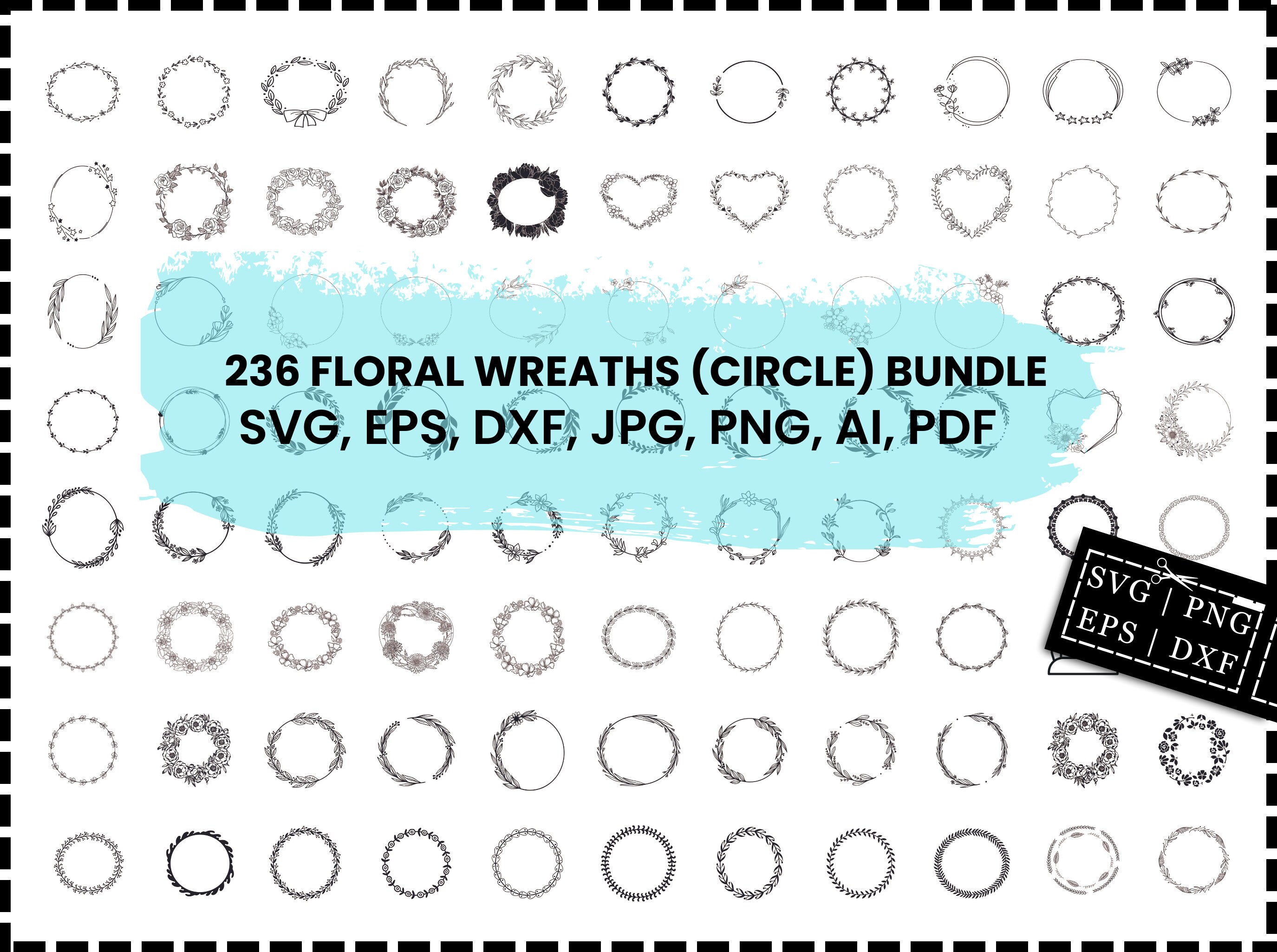 Wreath Svg Bundle, Circle Svg Bundle, Floral Wreath Svg, Heart Laurel ...