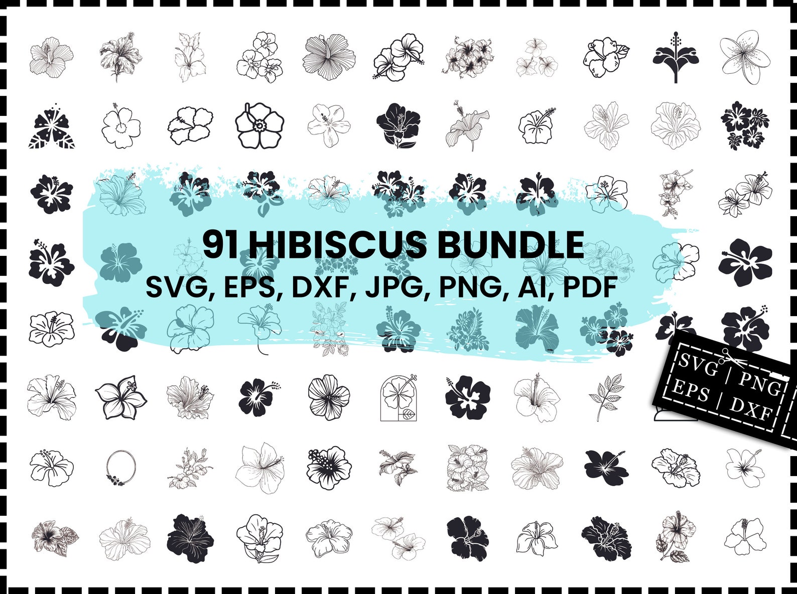 Hibiscus Flower Svg Bundle, Tropical Flower Svg, Cricut Cut Files ...