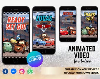 Cars Birthday Video Invitation, Cars Animated Invitation, Cars Birthday Invitation, Video Invitation for Boy, Cars Animated Invite Video