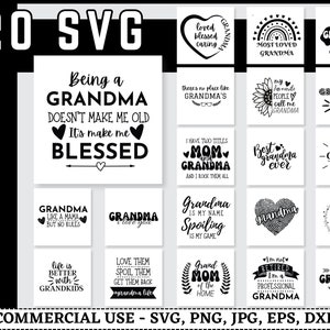 Grandma Svg Bundle, Grandma Shirt Svg, Blessed Grandma Svg, Grandparents Svg, Mom Svg, Grandma Heart Svg, Mother&#39;s Day Svg, Nana Svg