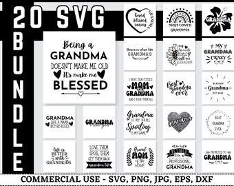 Grandma Svg Bundle, Grandma Shirt Svg, Blessed Grandma Svg, Grandparents Svg, Mom Svg, Grandma Heart Svg, Mother's Day Svg, Nana Svg