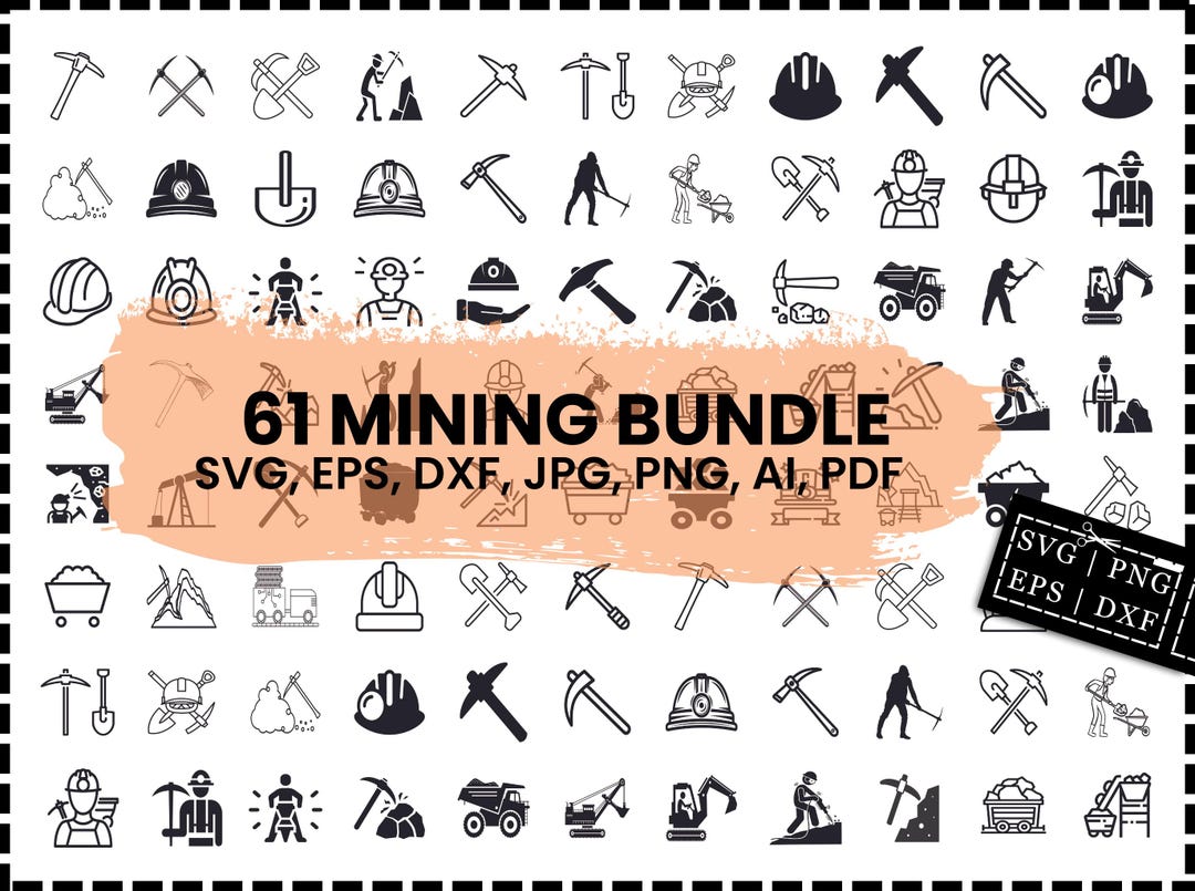 Minefactory Svg Mining SVG Bundle - Miner Hat, Mining Tools, Coal Mine Cut Files ...
