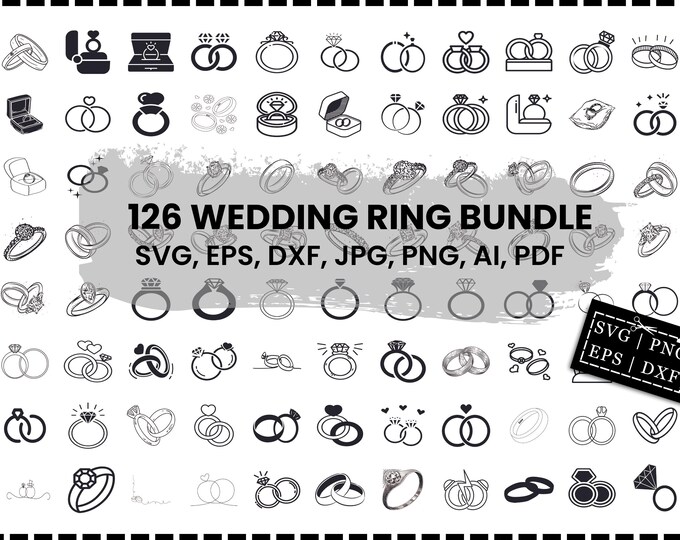 Engagement Ring SVG Bundle, Diamond Ring SVG, Wedding Rings Clipart ...