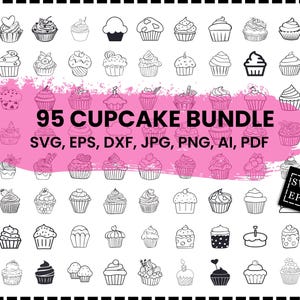 Cupcake Svg, Cupcake Bundle Svg, Cupcake Svg, Cupcake Clipart, Cupcake Vector, Cupcake Silhouette, Cupcake Cut File, Cakes Clipart Svg, Dxf