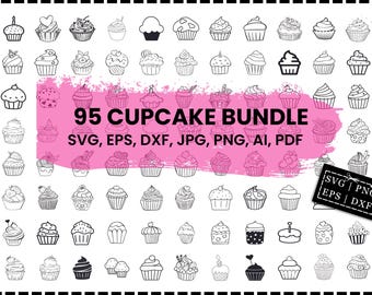 Cupcake Svg, Cupcake Bundle Svg, Cupcake Svg, Cupcake Clipart, Cupcake Vector, Cupcake Silhouette, Cupcake Cut File, Cakes Clipart Svg, Dxf