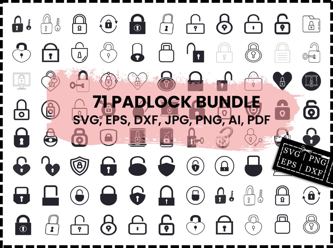 Padlock Svg Bundle, Padlock Dxf, Padlock Png, Padlock Eps, Padlock ...