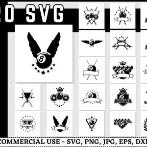 Billiard SVG Bundle, Billiard SVG, Billiard Clipart, Cut Files For Silhouette, Files for Cricut, Dxf, Png, Eps, billiards png, snooker svg