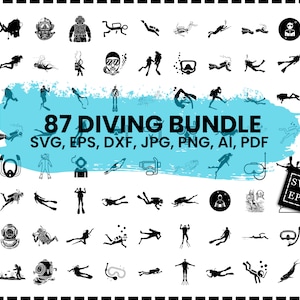 Diving SVG Bundle, Scuba Diving Svg, Swimming SVG, Diving Silhouette Bundle, Diving jump svg, Diving svg, Vector Files, cricut file