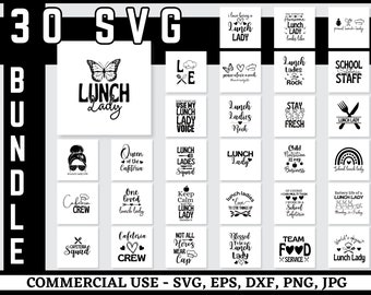 Lunch Lady SVG-Bundle, Lunch Lady PNG-Shirt-Designs, Schule Cafeteria Zitate, Cafeteria SVG, SVG, Png Eps Dxf Jpg, Cricut Cut Dateien