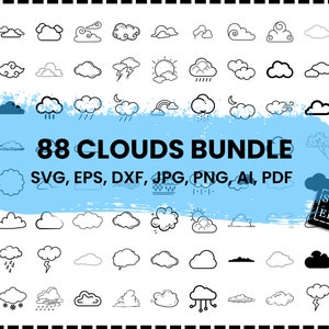 Clouds SVG bundle, Clouds Cut Files, Cloud Silhouette, Cloud Cricut, Weather Cloud SVG, Weather Cut Files, Clouds Clipart, Cute Cloud SVG