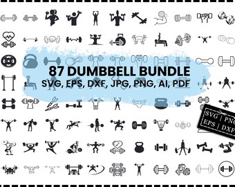 Dumbbell Svg Bundle, Fitness Svg, Dumbbell Cricut, Weight Svg, Barbell Svg, Kettlebell Svg, Muscle Svg, Fitness Clip Art, Gym Silhouette