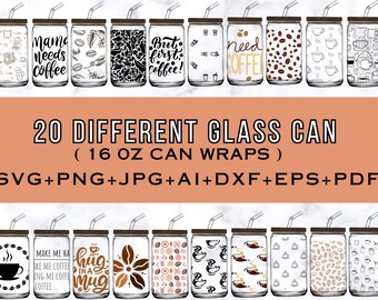 Libbey Glass 16oz Svg, Libbey Glass Wrap Svg Png, Libbey Glass Svg, Coffee Glass Can Svg, Can Glass Wrap, 16oz Full Wrap, Can Glass Svg