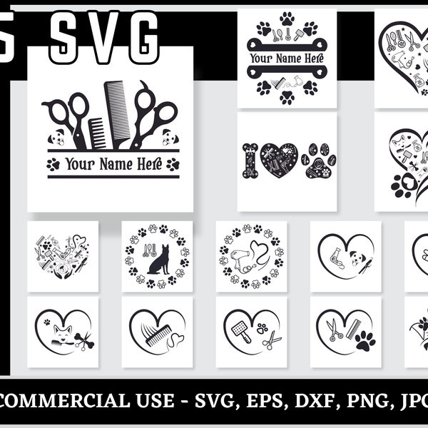 Dog Groomer Svg Png, Dog Grooming Hair Dryer Heart Svg, Dog Grooming Png, Pet Grooming, Paw Print, Love Grooming, Dog Stylist, Dog Salon Svg