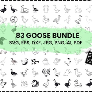 Goose Svg Bundle, Goose Svg, Goose Svg Cut Files, Goose Silhouette, Goose Vector, Farm Animal Svg, Farm Clipart, Goose Clipart, Bird Clipart