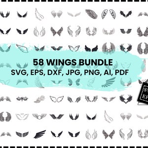 Angel Wings Svg Bundle, Angel Wings Clip Art, Wings Cut File for Silhouette, Angel Wings Bundle, Wings Svg Png Dxf, Memorial Svg, Bundle