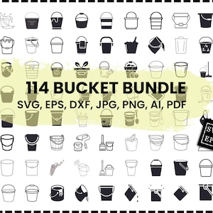 Bucket SVG Bundle, Bucket dxf, Bucket png, Water Bucket svg, Bucket eps, Bucket vector, Bucket cut files, Bucket icon, Bucket designs