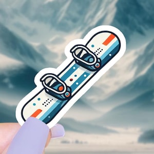 Waterproof Vinyl Sticker 2 Inch - Vibrant Blue-White-Orange Snowboard
