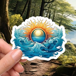 Surrealist Ocean Sunset - 2 Inch Waterproof Vinyl Sticker