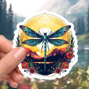 Retro Dragonfly Vibrance - 2 inch Waterproof Vinyl Sticker