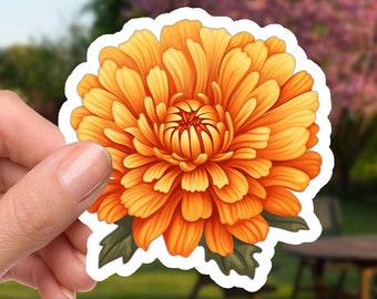 Vibrante Marigold Bloom - Pegatina de vinilo impermeable de 2 pulgadas