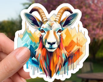 Cabra estilizada moderna - pegatina de vinilo impermeable de 2 pulgadas