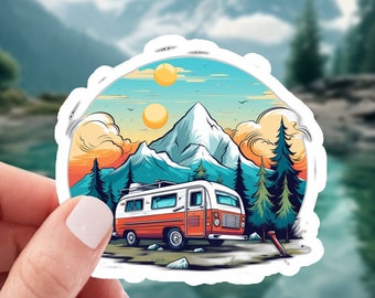 Vintage Camper Van Icon - Pegatina de vinilo impermeable de 2 pulgadas