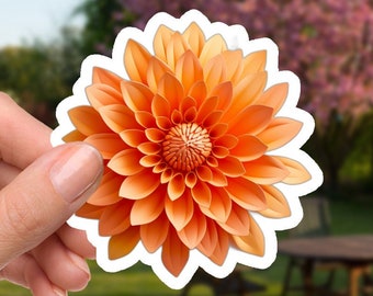 Vibrant Orange Chrysanthemum - 2 Inch Waterproof Vinyl Sticker