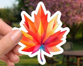 Vibrante hoja de arce otoñal - pegatina de vinilo impermeable de 2 pulgadas