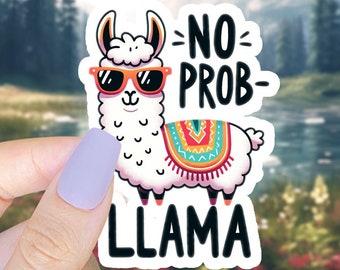 Llama No Prob-Llama Slogan - Pegatina de vinilo impermeable de 2 pulgadas