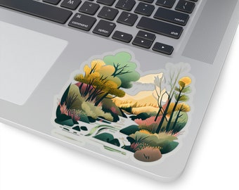 Adhesivo de vinilo impermeable - Adhesivo Whimsical Forest Stream