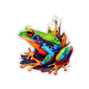 Waterproof Vinyl Sticker Vibrant Abstract Frog Vinyl Sticker for Art & Animal Lovers image 2