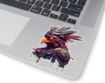 Pegatina de vinilo resistente al agua-pegatina de vinilo futurista Cyberpunk Rooster para amantes de la ciencia ficción y las aves