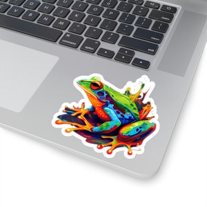 Waterproof Vinyl Sticker Vibrant Abstract Frog Vinyl Sticker for Art & Animal Lovers image 8