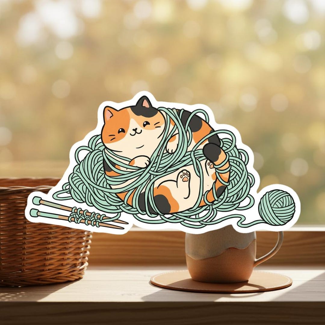 A Little Knotty Calico Morning - 2 Inch Waterproof Vinyl Sticker - Etsy