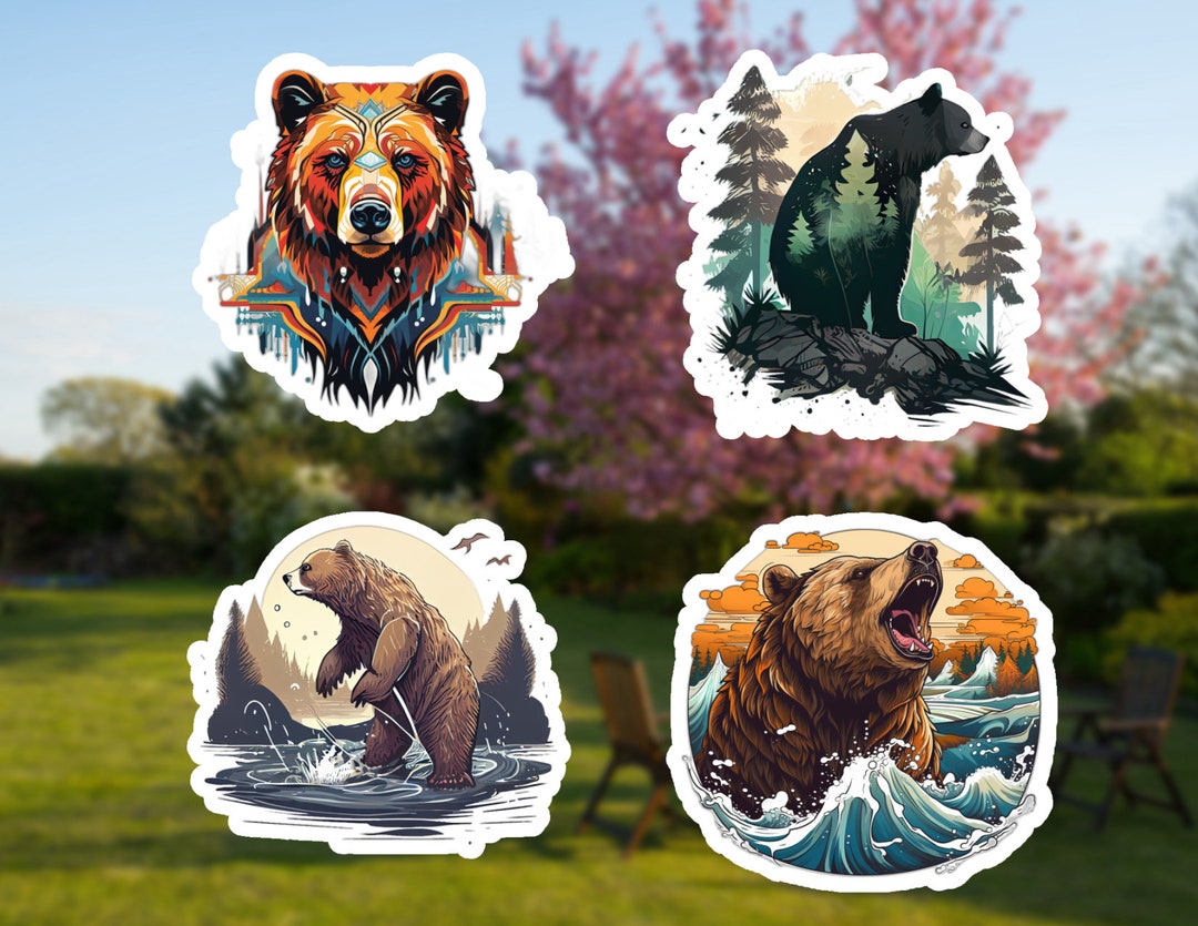 Bear-themed - 4 Pack 2 Inch Waterproof Vinyl Stickers - Etsy