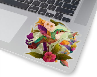 Adhesivo de vinilo resistente al agua - Enchanting Hummingbird Oasis Sticker
