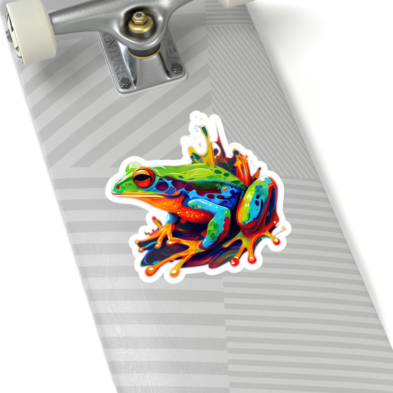 Waterproof Vinyl Sticker Vibrant Abstract Frog Vinyl Sticker for Art & Animal Lovers image 10