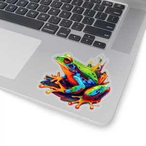 Waterproof Vinyl Sticker Vibrant Abstract Frog Vinyl Sticker for Art & Animal Lovers image 1