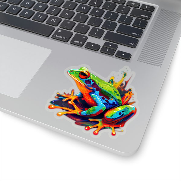 Waterproof Vinyl Sticker - Vibrant Abstract Frog Vinyl Sticker for Art & Animal Lovers