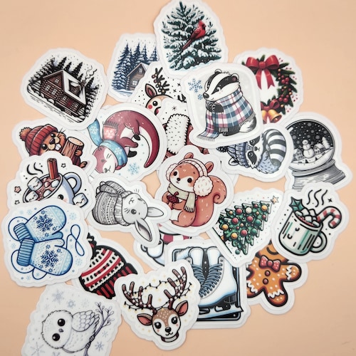 Winter Holiday Sticker Pack - 25 Cute Waterproof Stickers