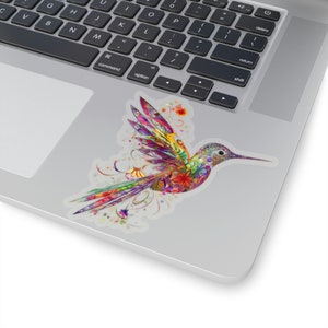 Waterproof Vinyl Sticker - Bright Hummingbird & Flower Garden Sticker - Nature&#39;s Beauty